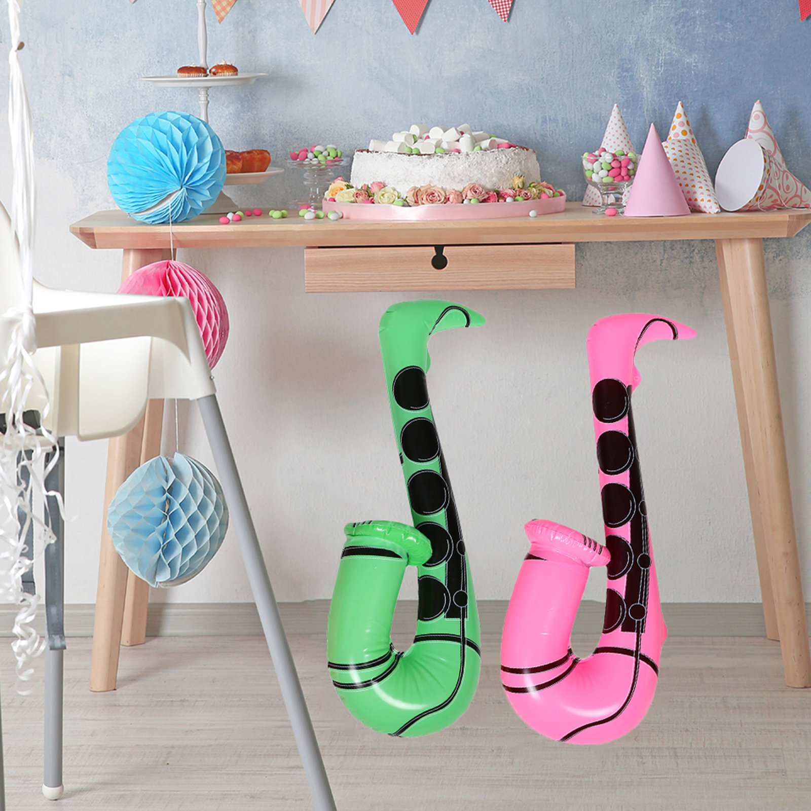 Musical Instrument You Blow - 4Pcs Inflatable Saxophone Party Props 60Cm