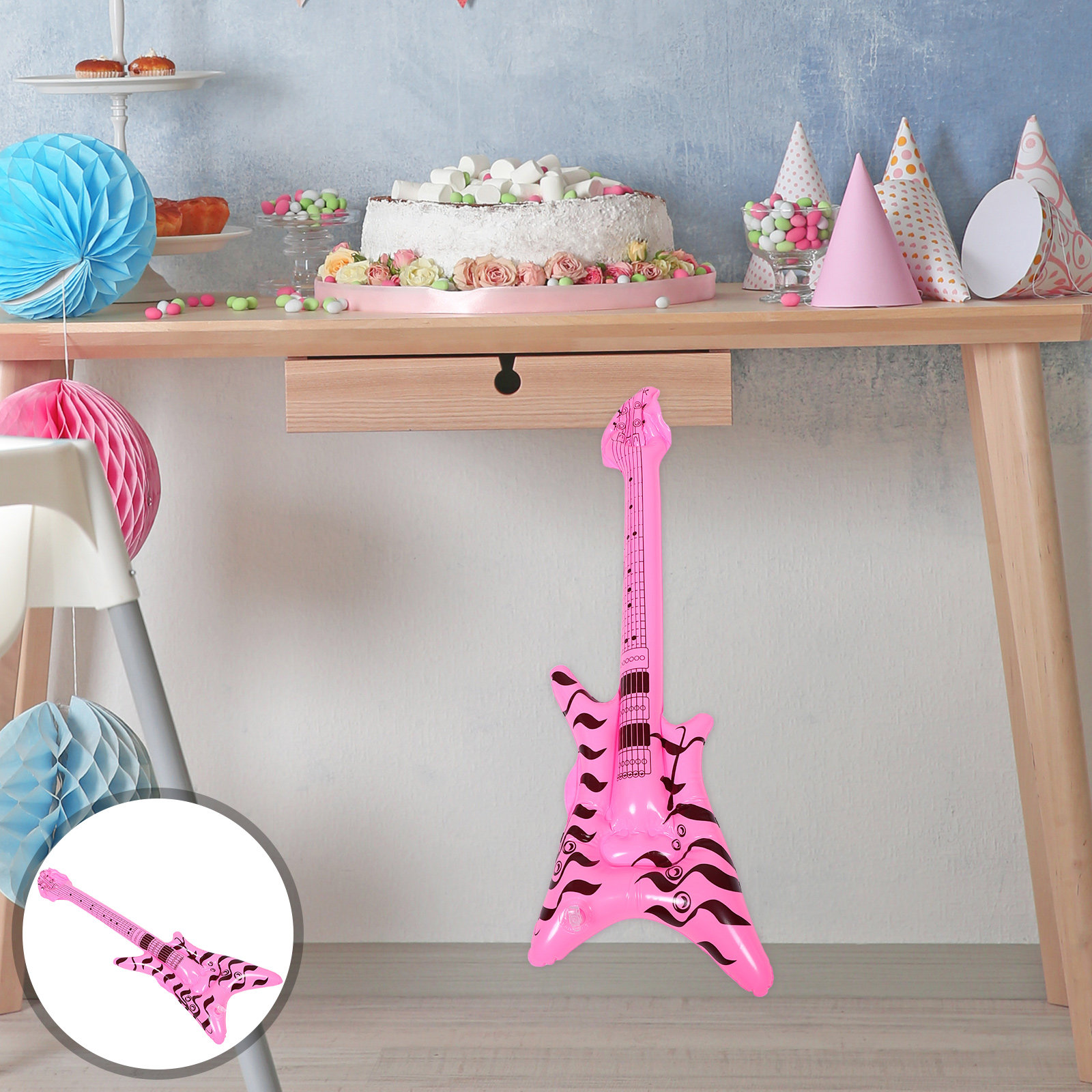 Inflatable Guitar PVC Rock Blo - Musical Instrument You Blow 评论和价格