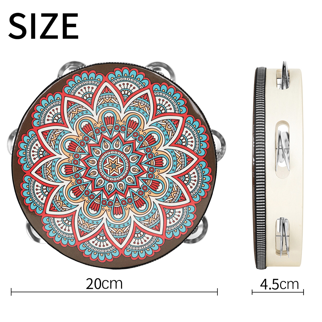 IRIN 8Inch Single Row Ancient  - Tambourine Hand Drum 评论和价格